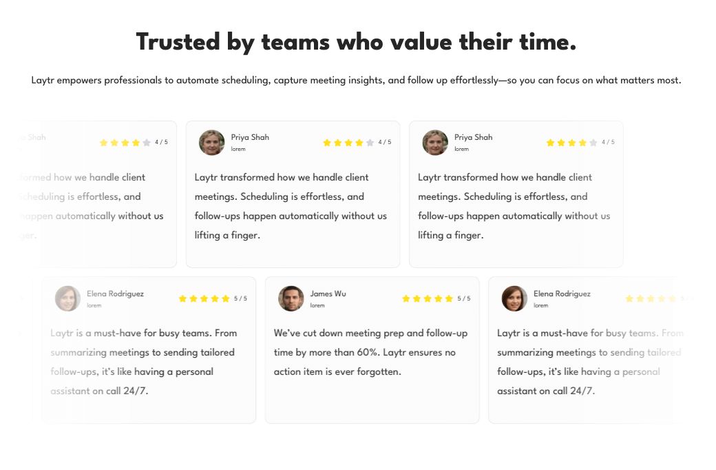 Testimonial section